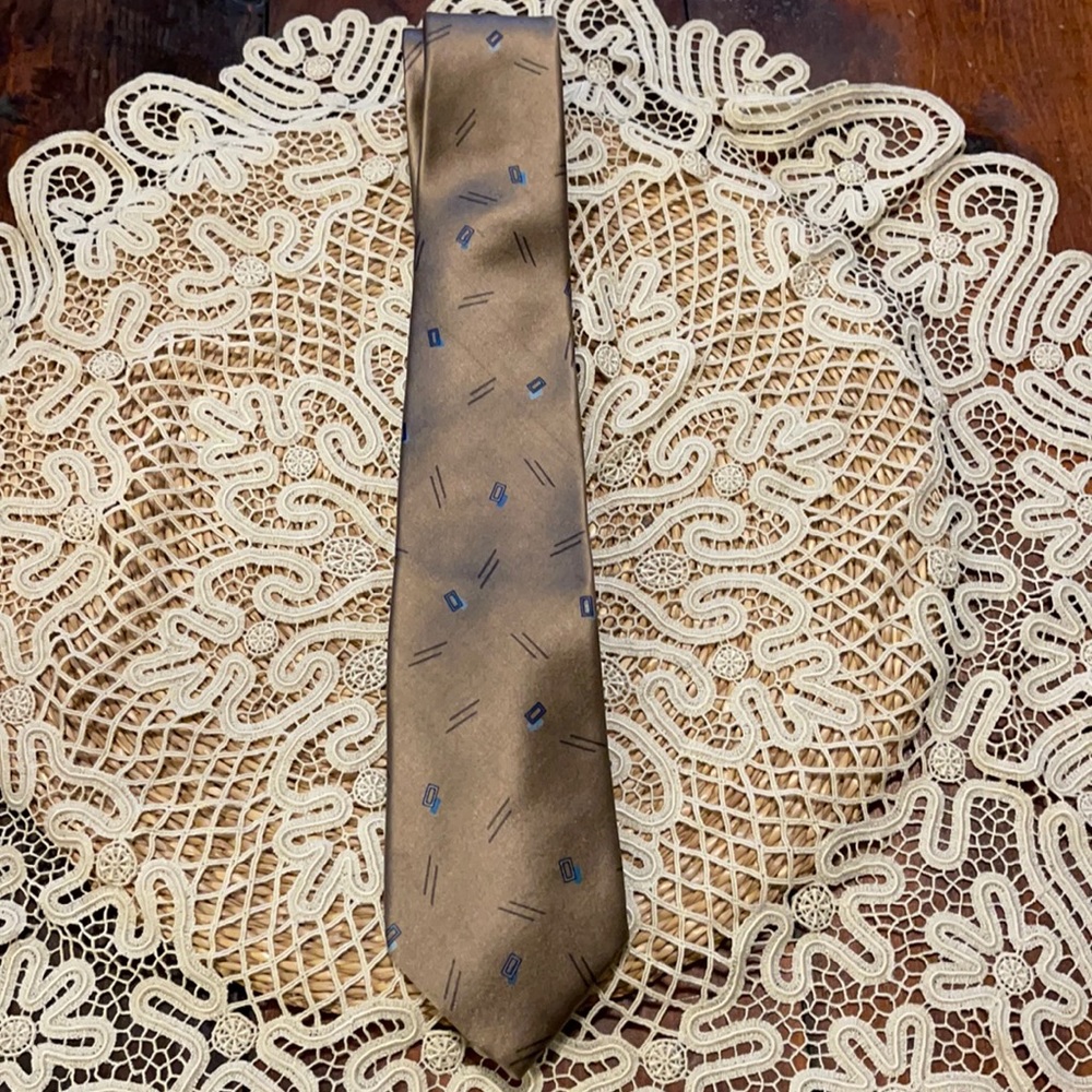 Vintage Oscar de la Renta Silk Tie Brown and Blue